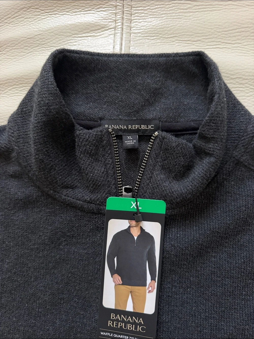 Banana Republic Men's Charcoal Gray Half-Zip Sweater